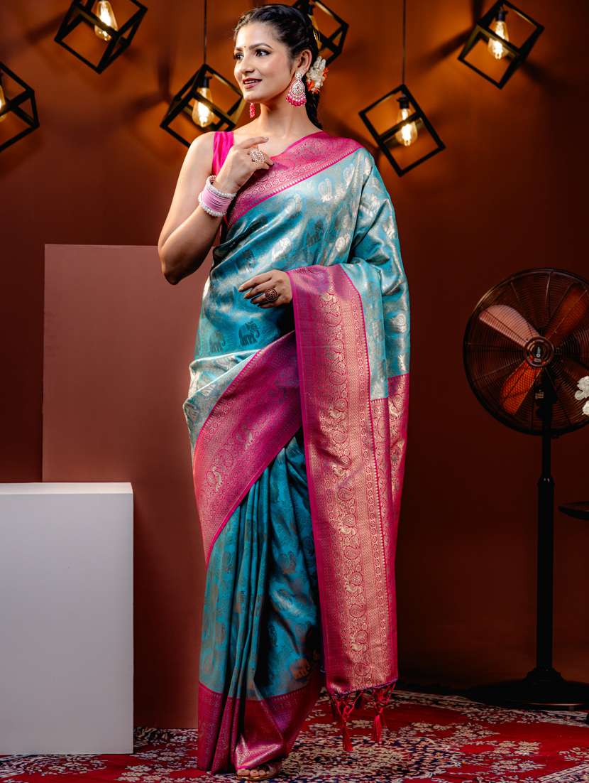 women self design kanjivaram saree with blouse - 21068461 -  Standard Image - 1