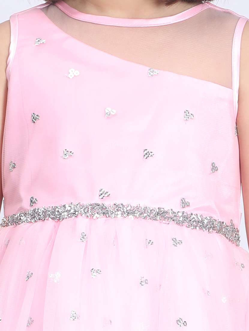 girls round neck net flare frock - 21068482 -  Standard Image - 4