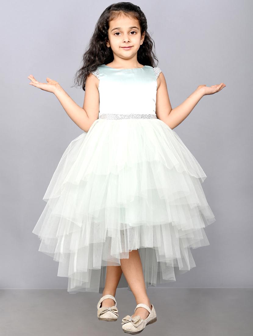 girls green  self design detailed frock - 21068511 -  Standard Image - 1