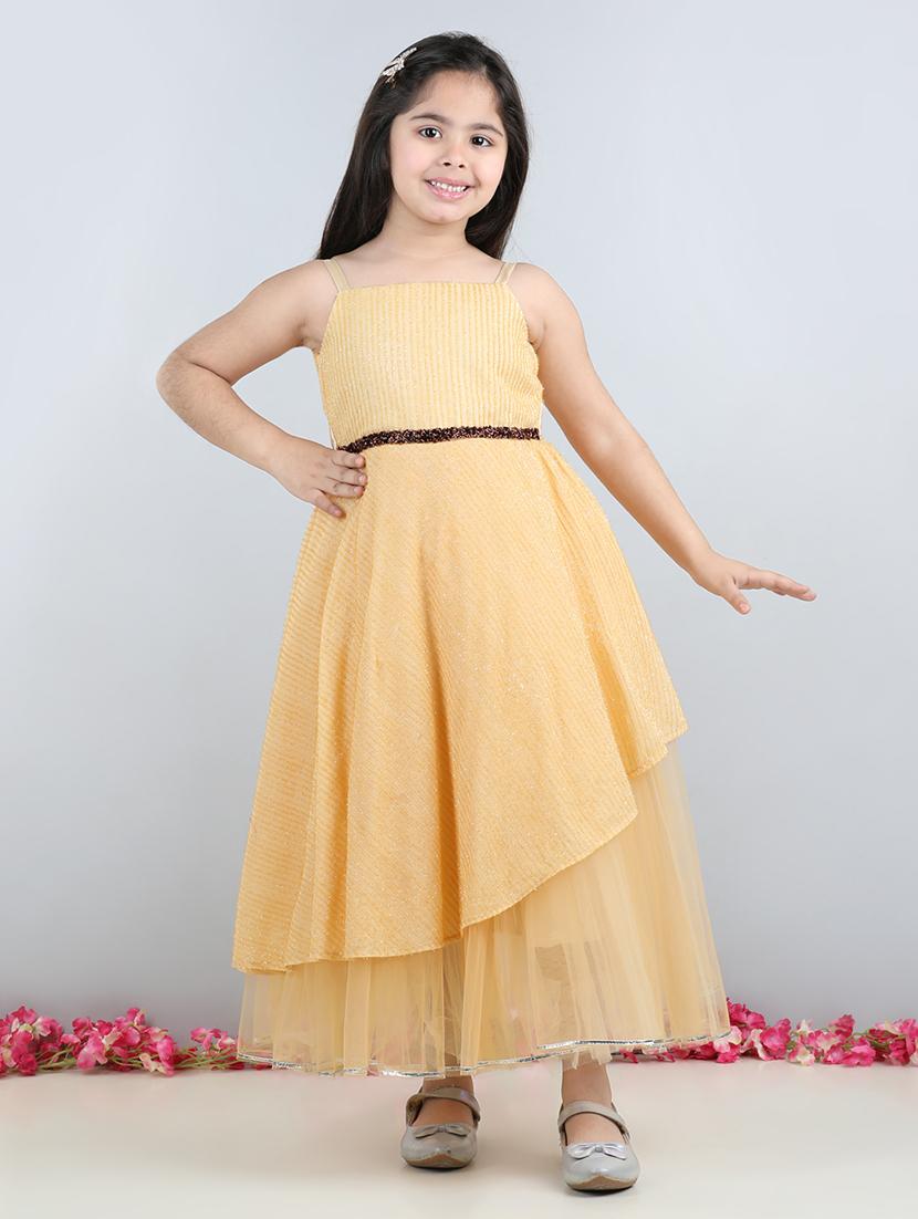 yellow net frock - 21069082 - Standard Image - 1