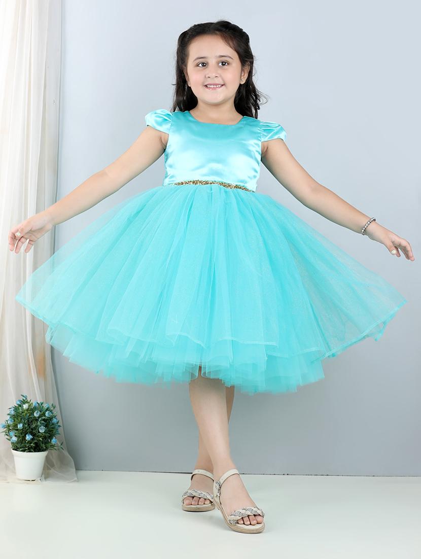 turquoise round neck sleeveless frock - 21069095 - Standard Image - 1