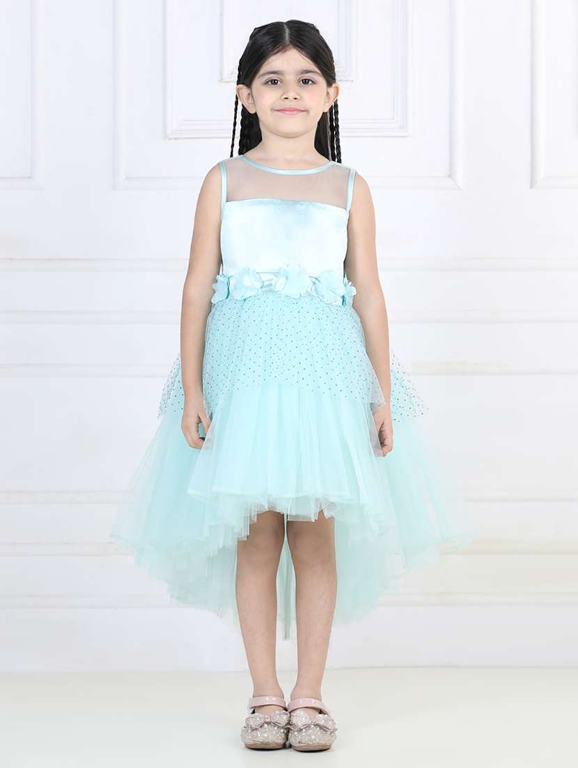 light blue round neck sleeveless frock - 21069108 -  Standard Image - 1