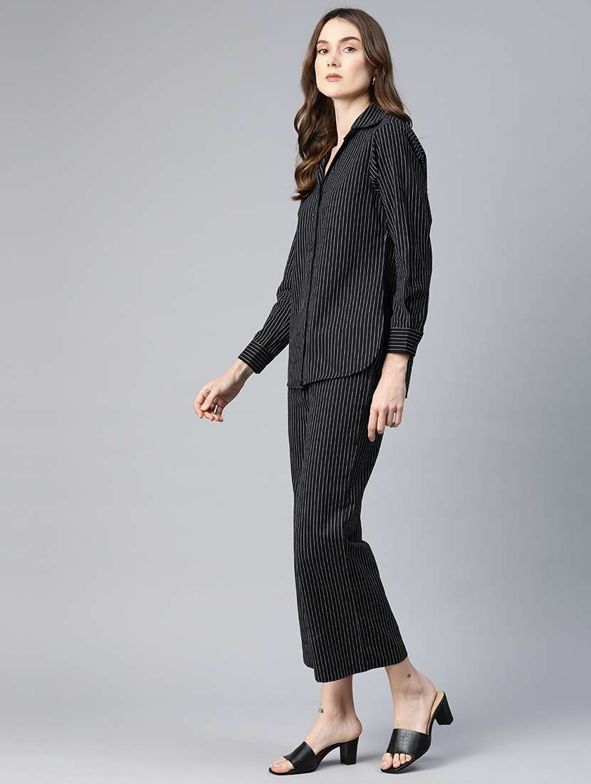 black striped printed shirt & trouser coord set - 21069197 -  Standard Image - 1