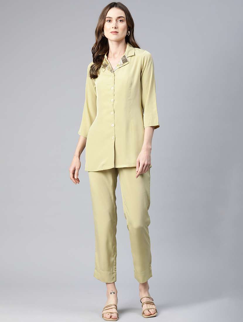 lime sequins work top & trouserset - 21069201 - Standard Image - 1