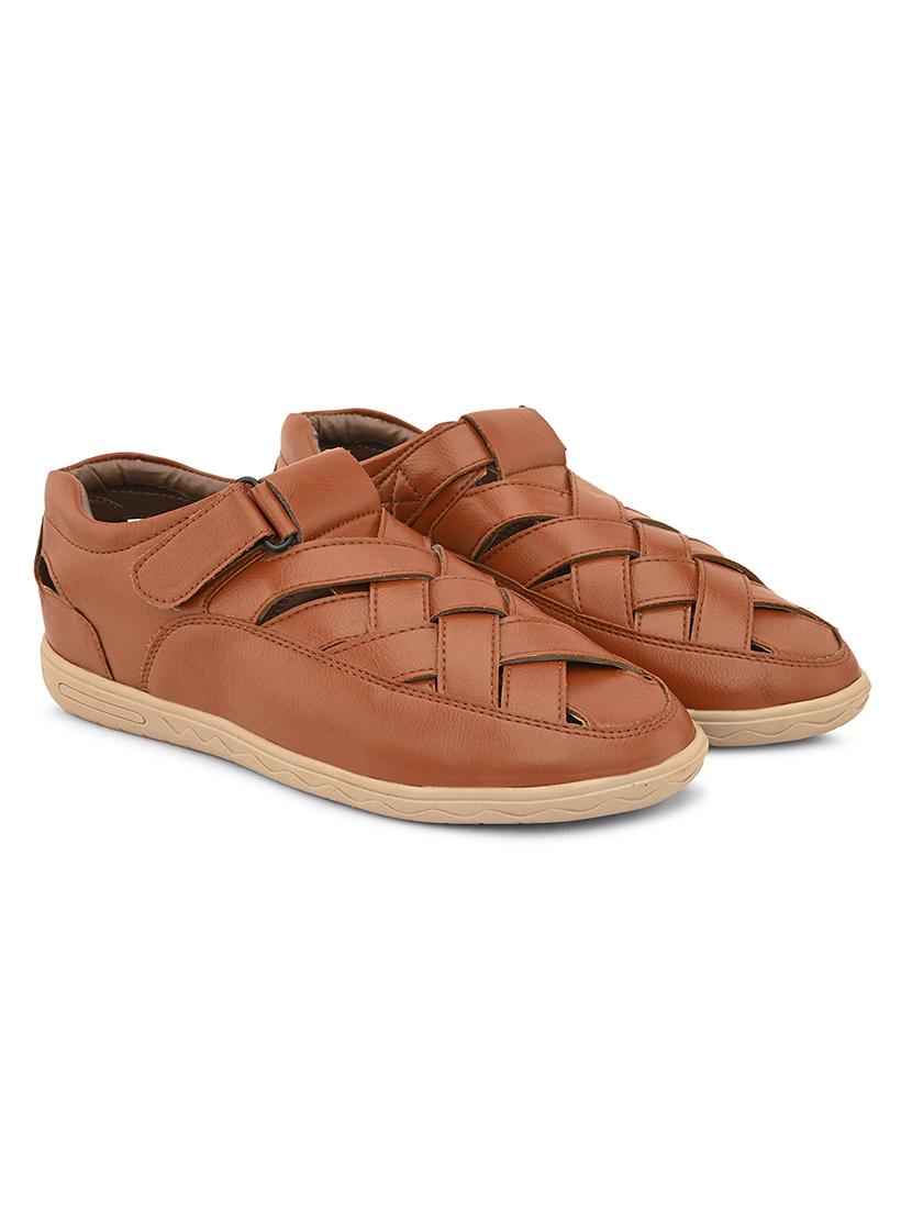 tan leatherette slip on sandals - 21069364 -  Standard Image - 1
