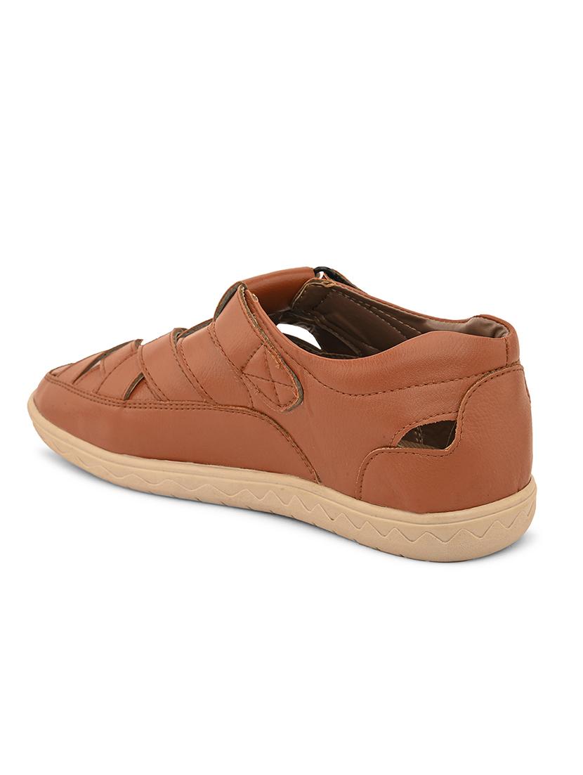 tan leatherette slip on sandals - 21069364 - Standard Image - 4