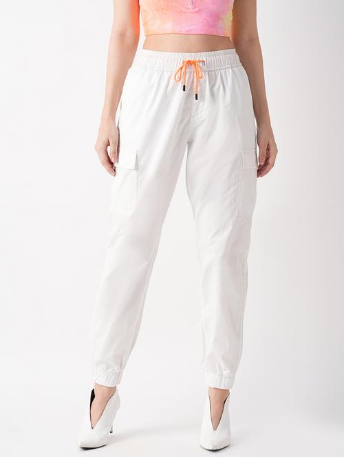 solid white cotton joggers - 21069626 - Standard Image - 0