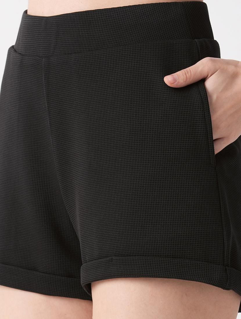 solid black rayon shorts - 21069637 - Standard Image - 4