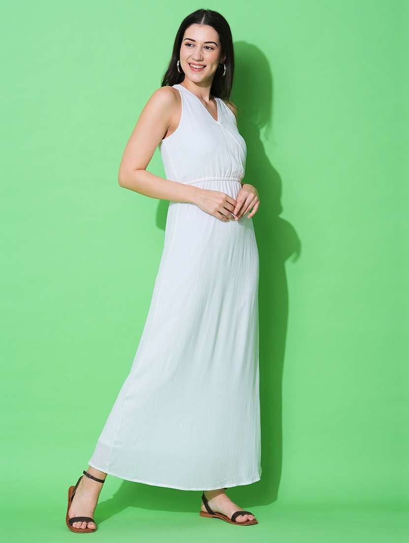 white self design detailed maxi dress - 21069670 - Standard Image - 1