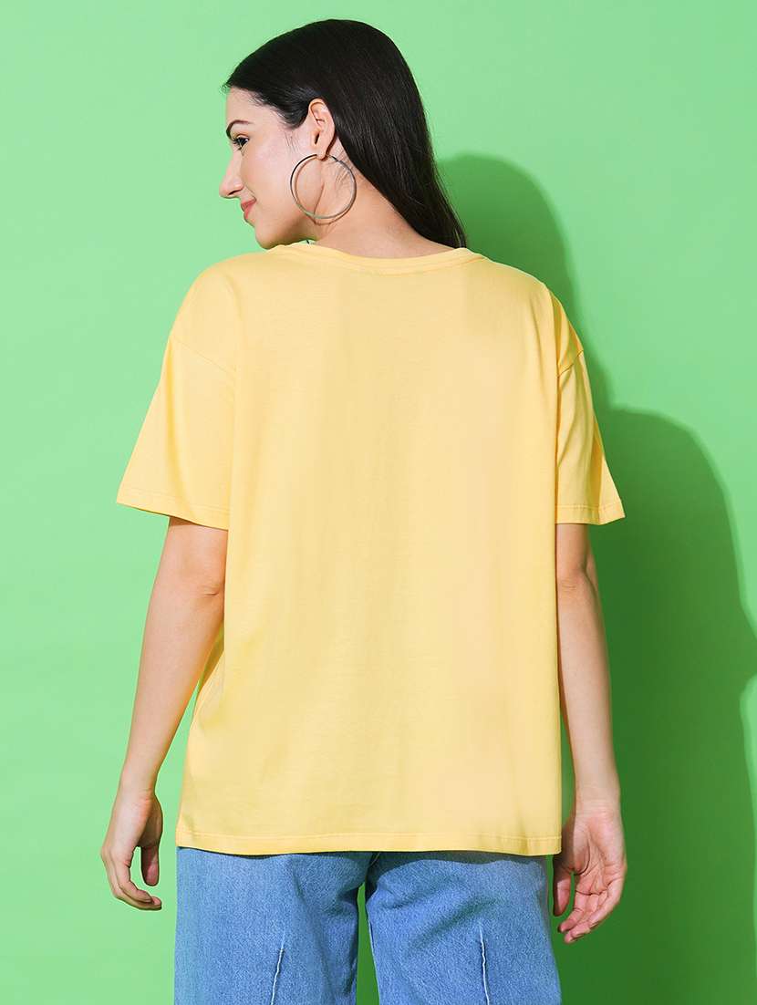 yellow front printed boxy t-shirt - 21069672 -  Standard Image - 1