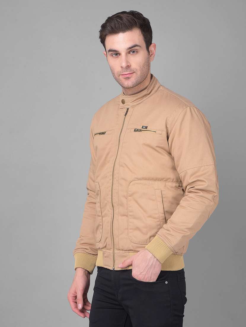 khaki cotton casual jacket - 21069879 - Standard Image - 1