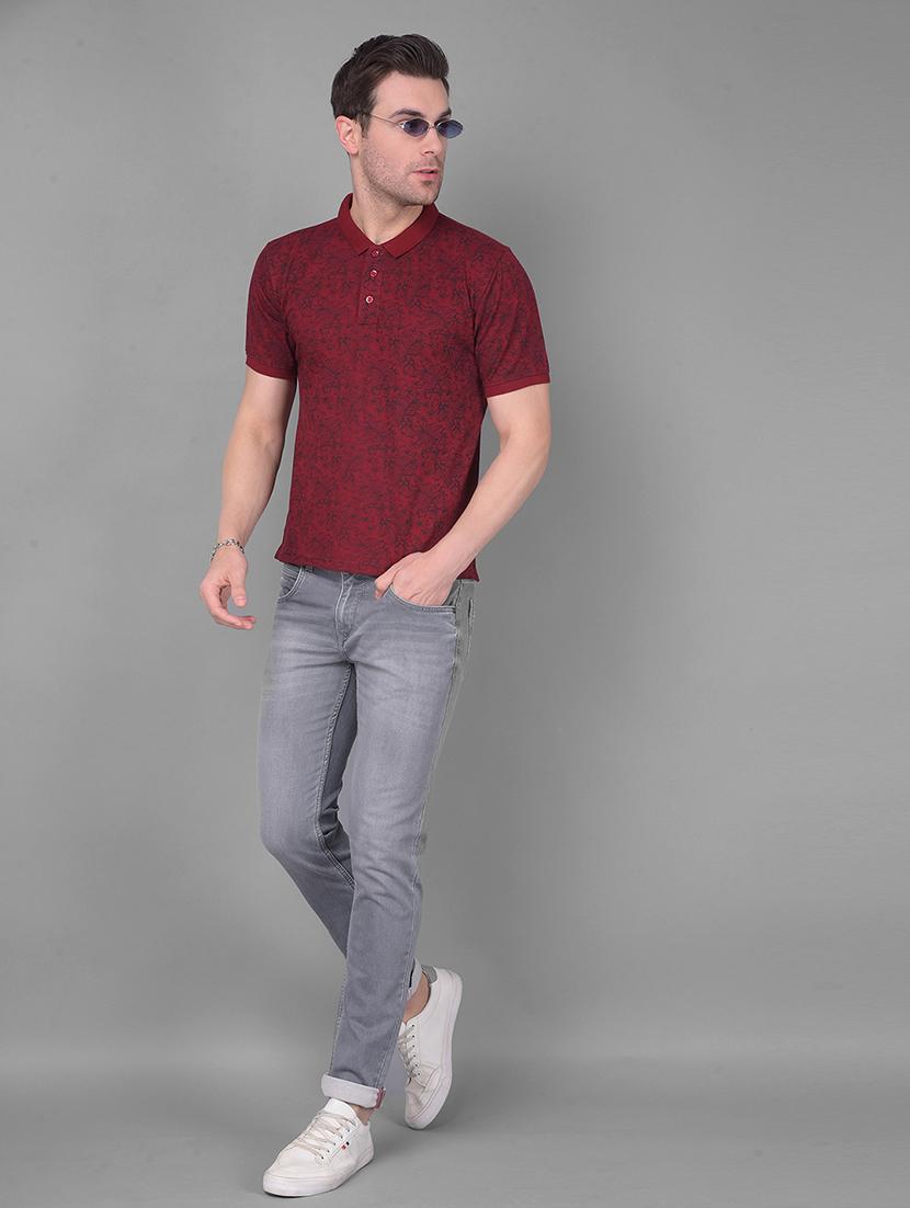 maroon cotton all over print tshirt - 21069889 - Standard Image - 4