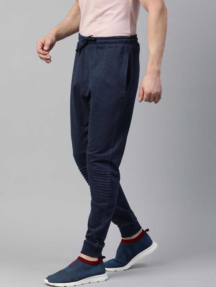 men navy blue solid mid rise jogger - 21069945 - Standard Image - 1