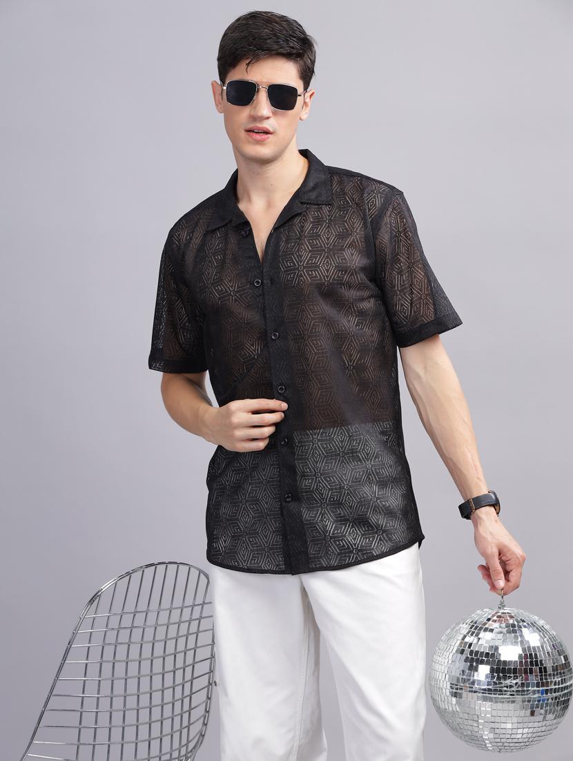 black lace regular shirt - 21070208 - Standard Image - 1