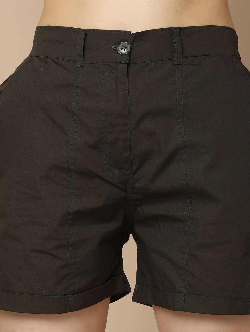 women solid mid rise regular short - 21070246 -  Standard Image - 6