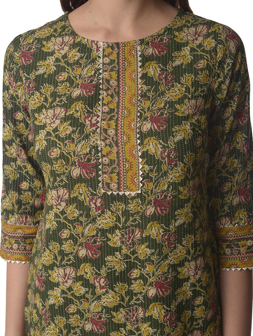 women three quarter sleeve straight kurta - 21070460 - Standard Image - 4