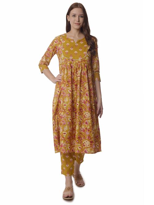women three quarter sleeve a-line kurta - 21070462 - Standard Image - 0
