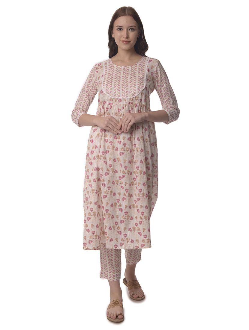 women three quarter sleeve a-line kurta - 21070463 - Standard Image - 1