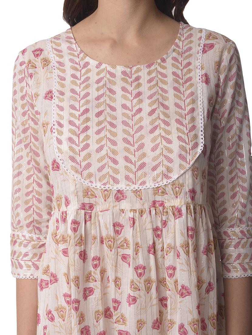 women three quarter sleeve a-line kurta - 21070463 - Standard Image - 4