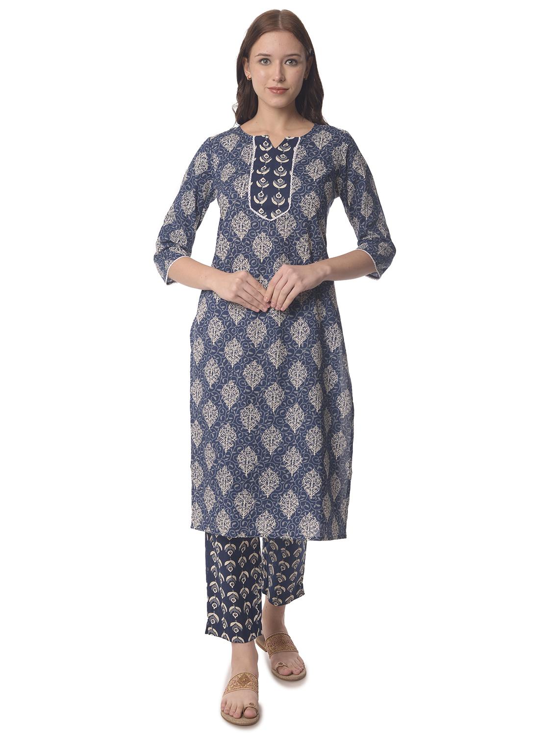 women three quarter sleeve straight kurta - 21070465 -  Zoom Image - 0