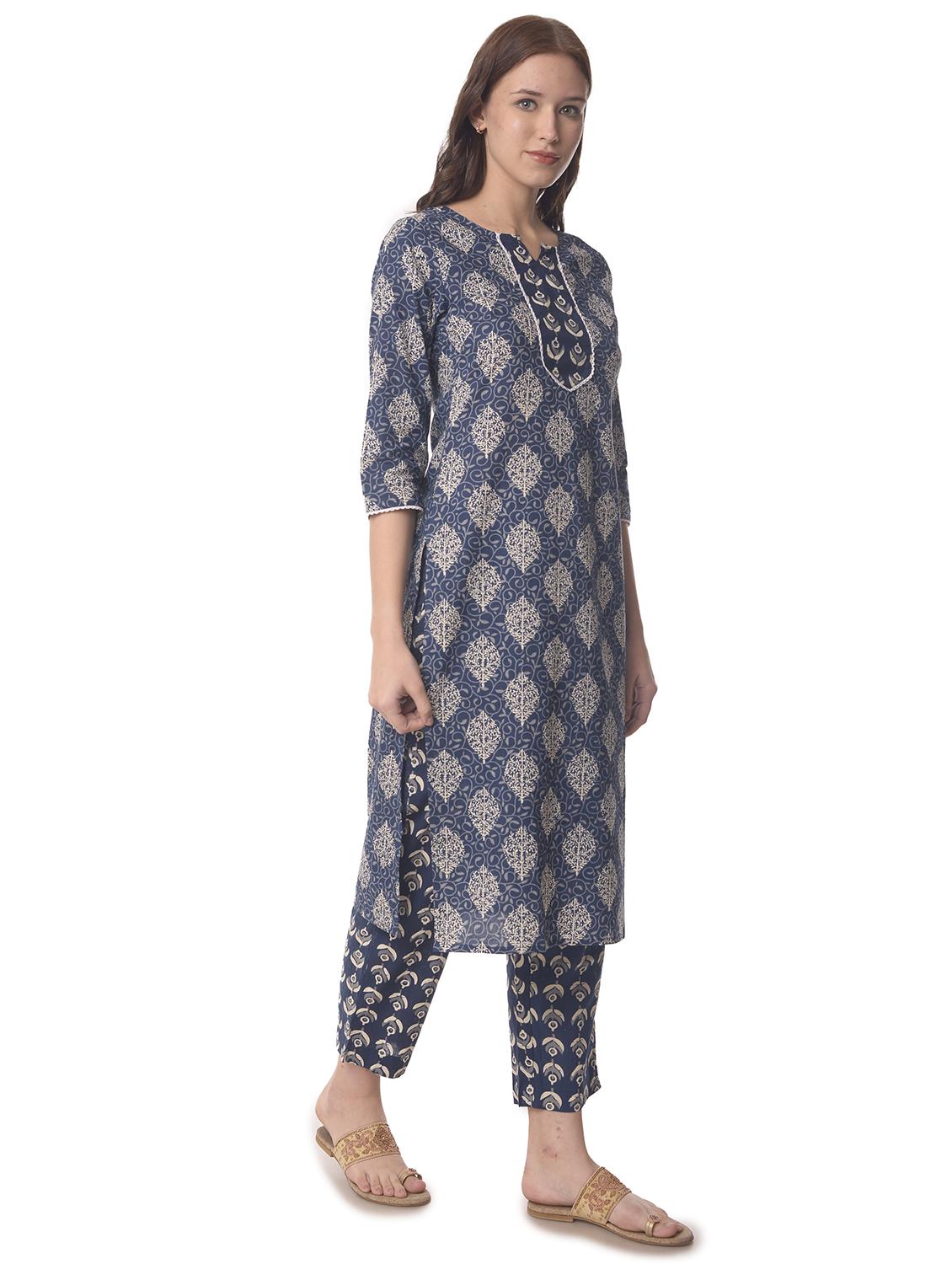 women three quarter sleeve straight kurta - 21070465 - Standard Image - 1