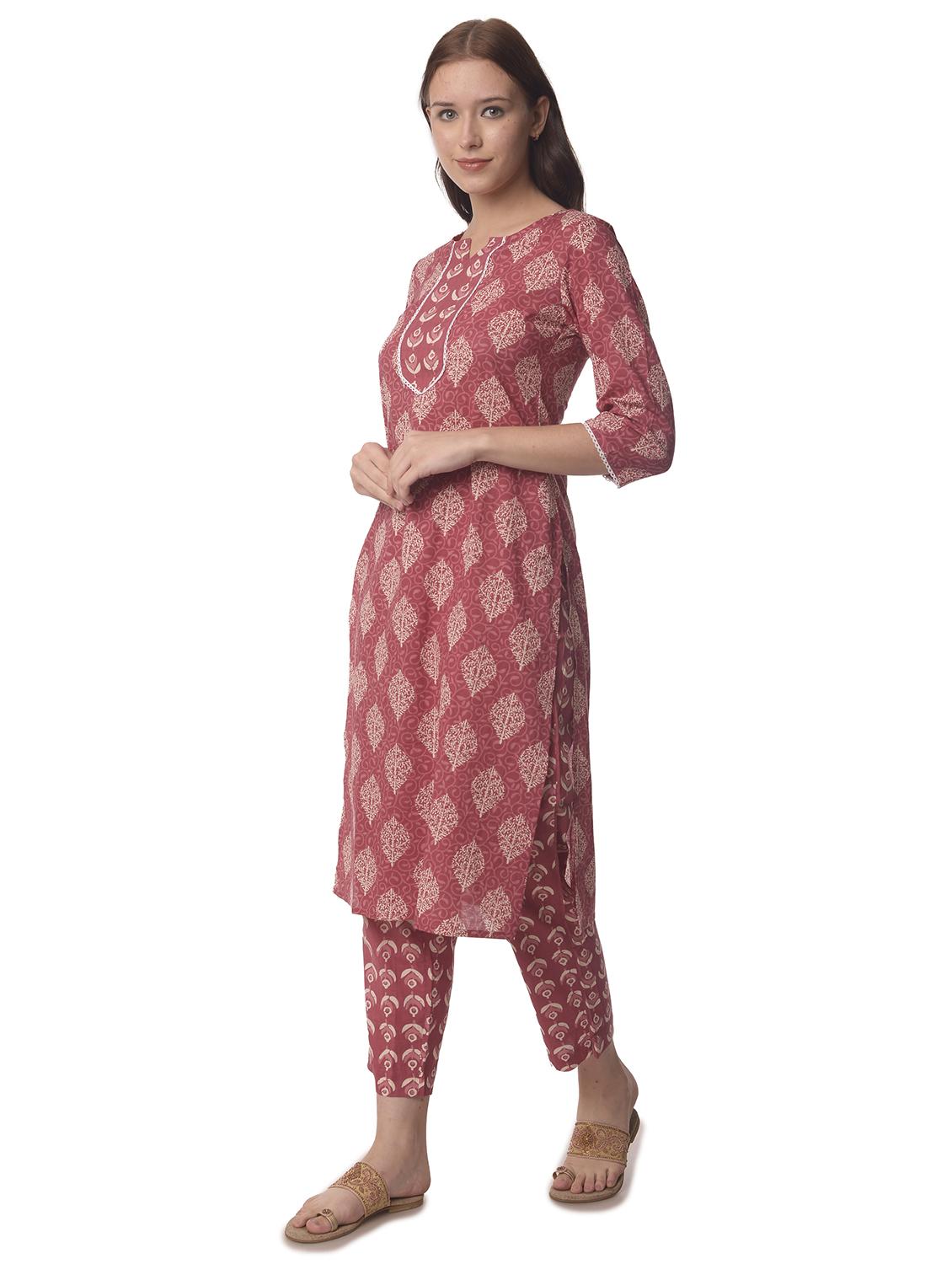women three quarter sleeve straight kurta - 21070466 - Standard Image - 1
