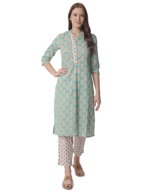 women three quarter sleeve straight kurta - 21070468 - Standard Image - 0