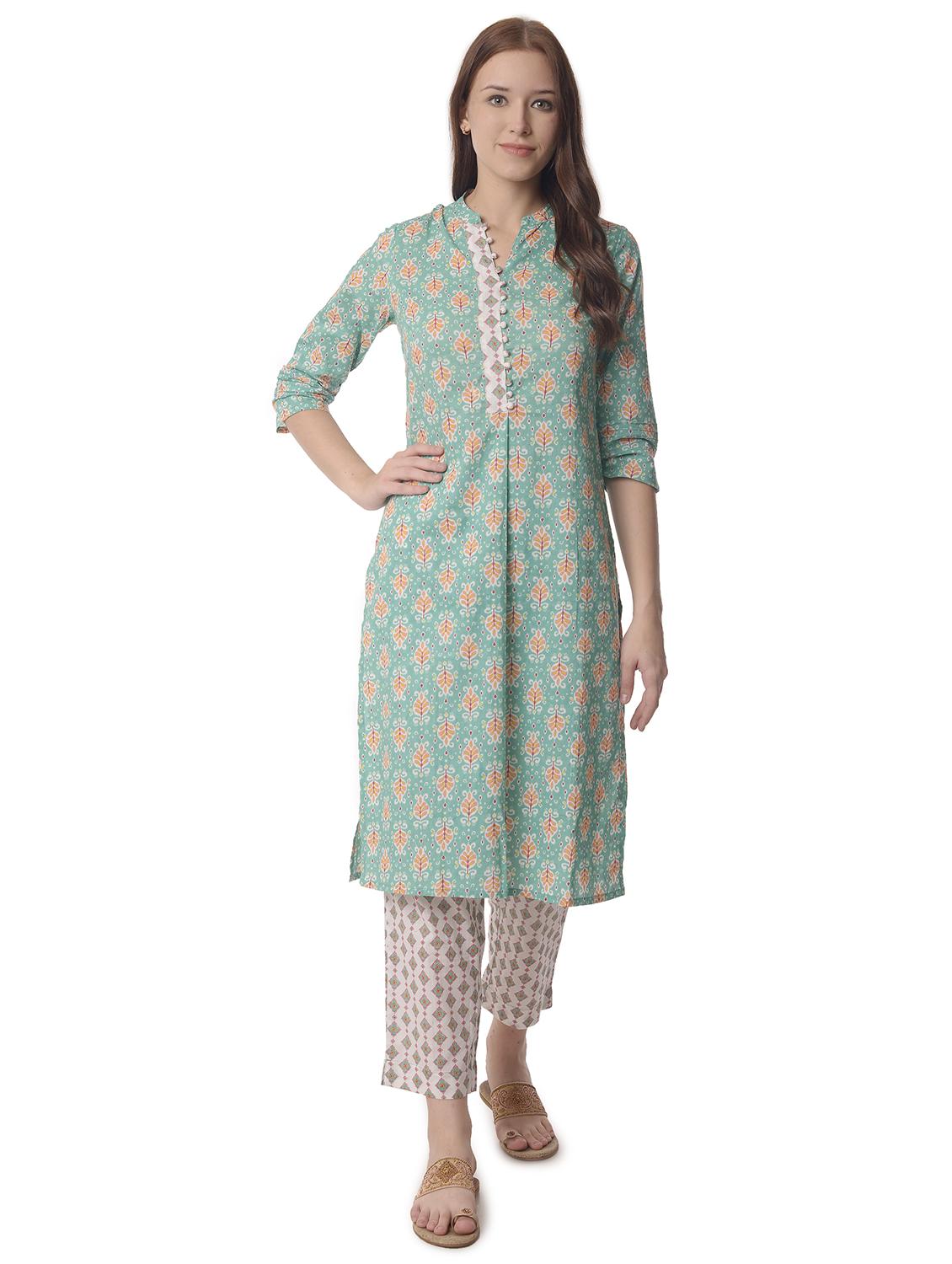 women three quarter sleeve straight kurta - 21070468 - Zoom Image - 0