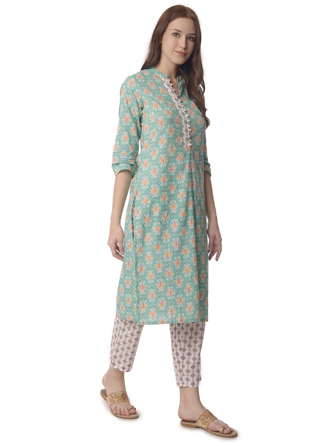 women three quarter sleeve straight kurta - 21070468 - Standard Image - 1