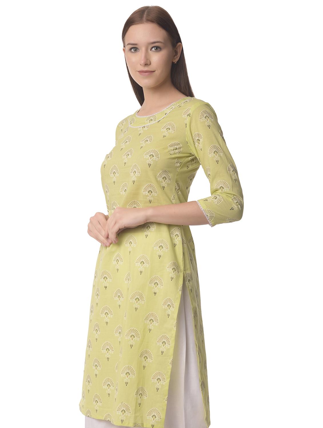 women three quarter sleeve straight kurta - 21070480 -  Standard Image - 1
