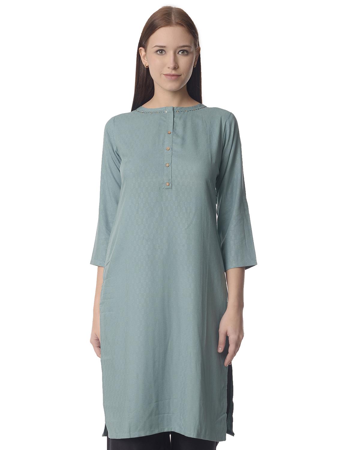 women three quarter sleeve straight kurta - 21070484 - Zoom Image - 0