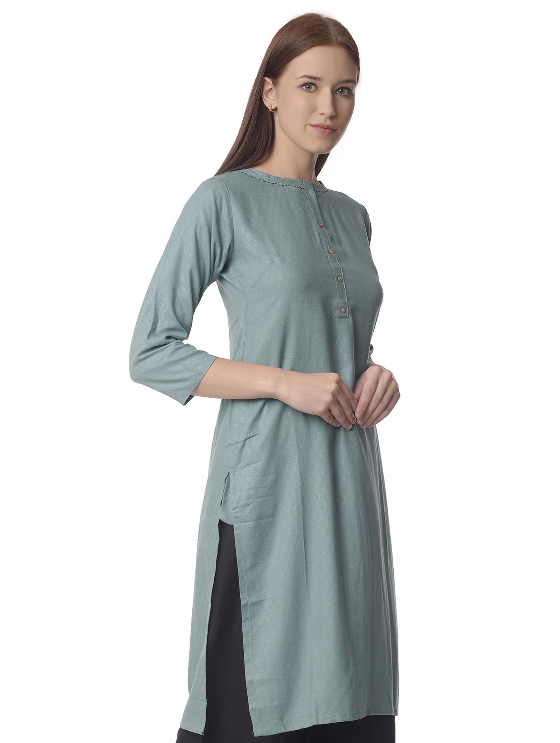 women three quarter sleeve straight kurta - 21070484 - Standard Image - 1