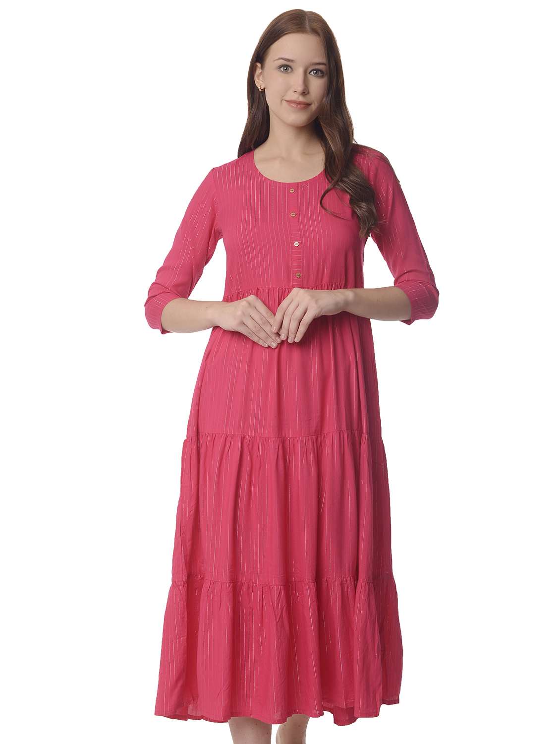 women three quarter sleeve tiered kurta