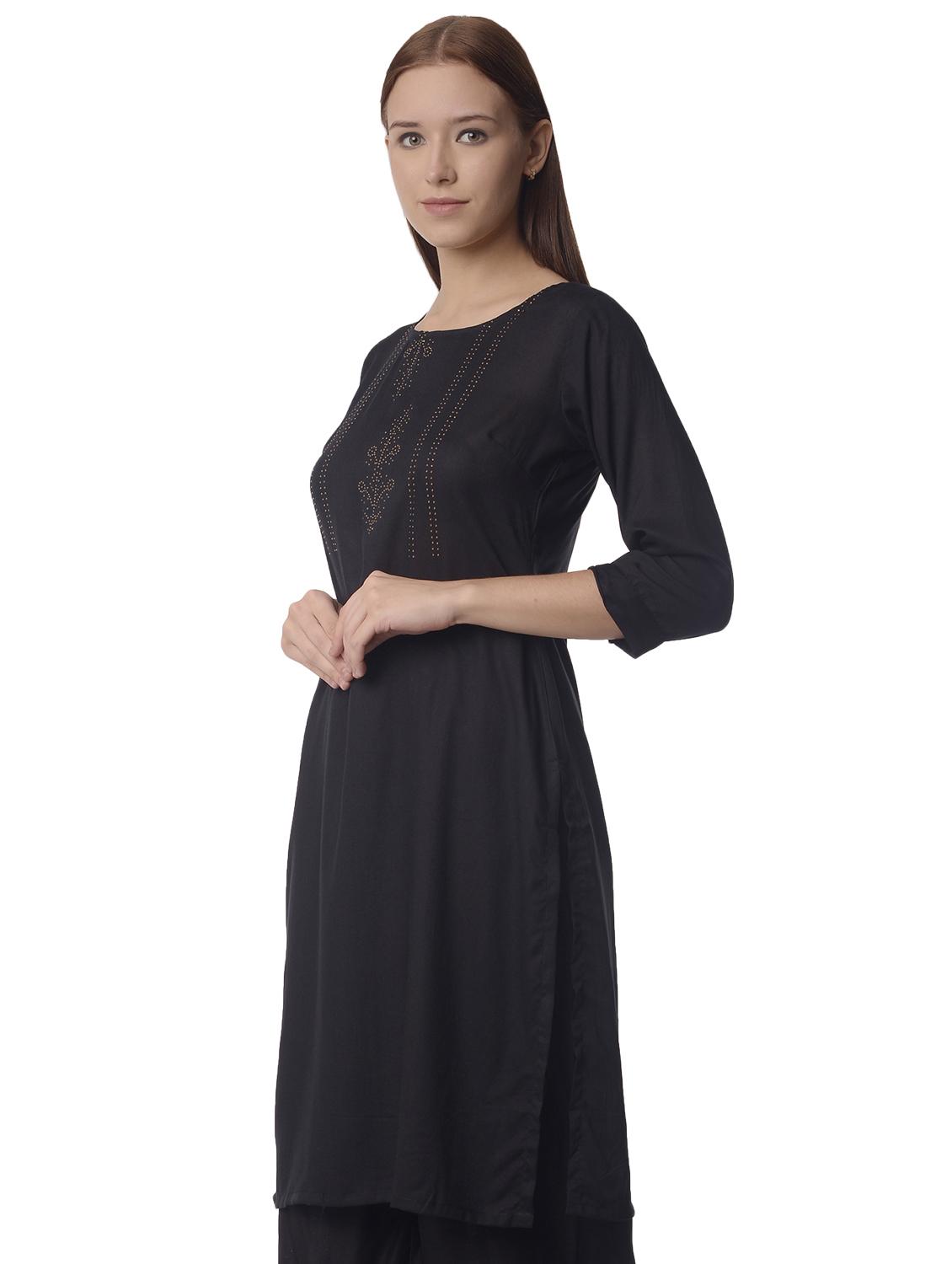 women three quarter sleeve straight kurta - 21070488 -  Standard Image - 1