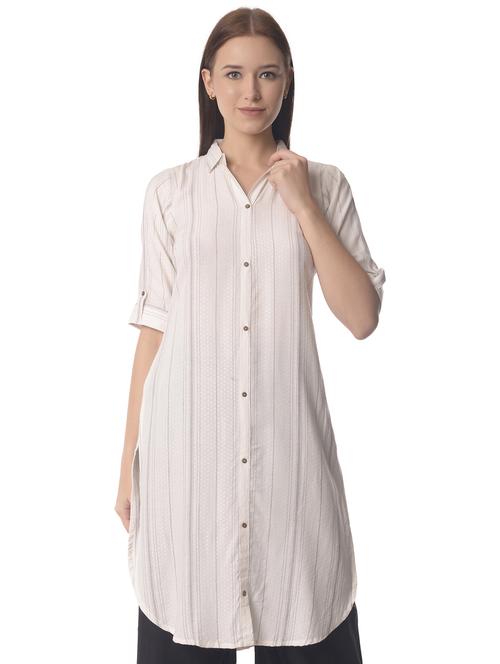 women three quarter sleeve straight kurta - 21070491 -  Standard Image - 0