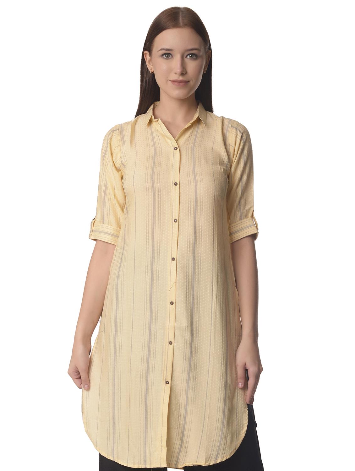women three quarter sleeve straight kurta - 21070492 -  Zoom Image - 0