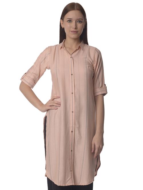 women three quarter sleeve straight kurta - 21070493 - Standard Image - 0