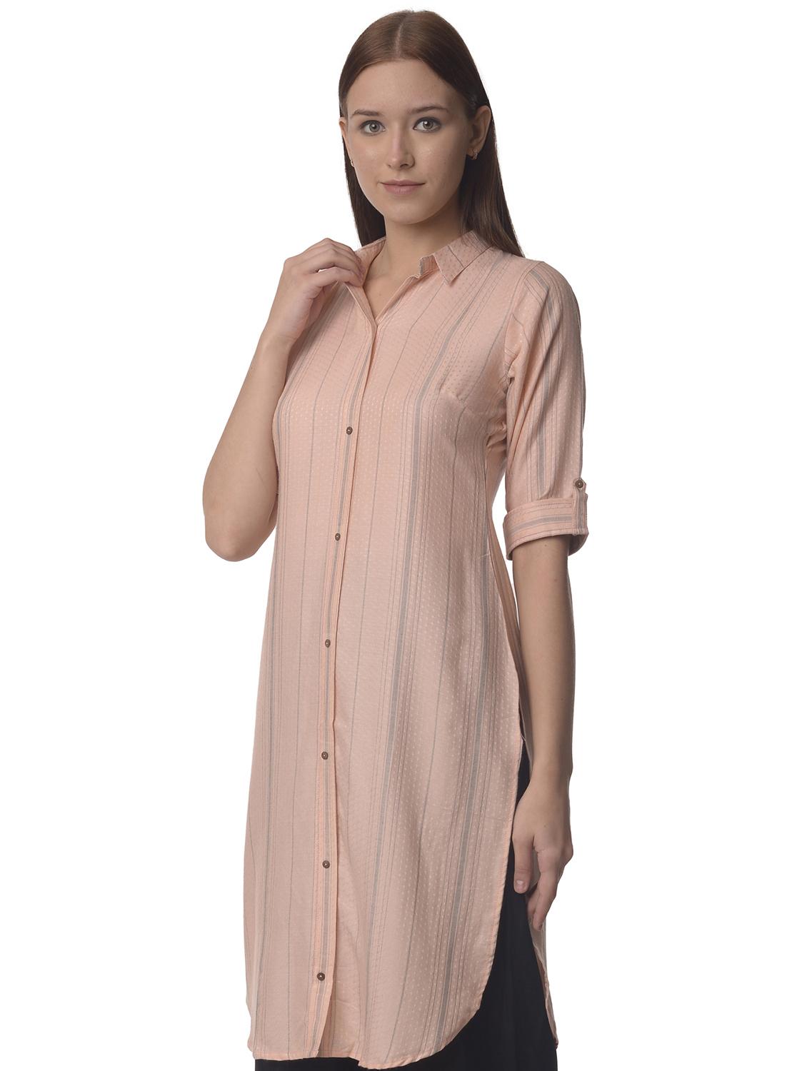 women three quarter sleeve straight kurta - 21070493 - Standard Image - 1