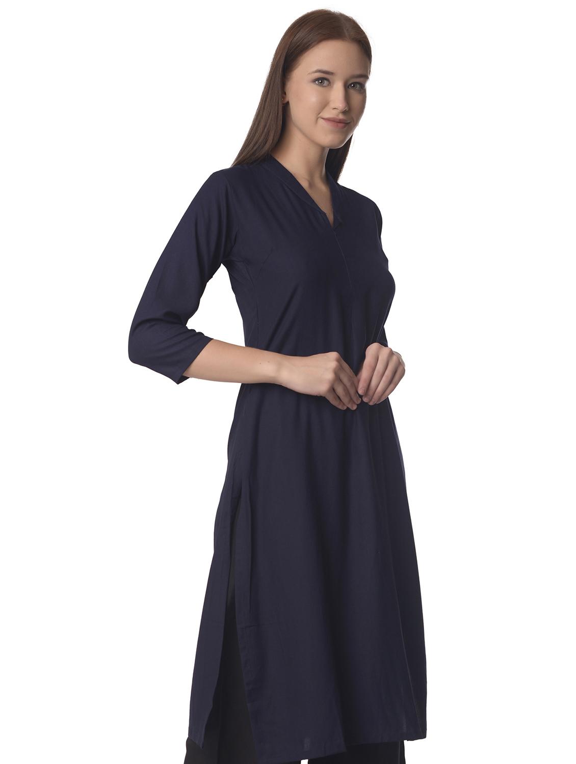 women three quarter sleeve straight kurta - 21070495 -  Standard Image - 1