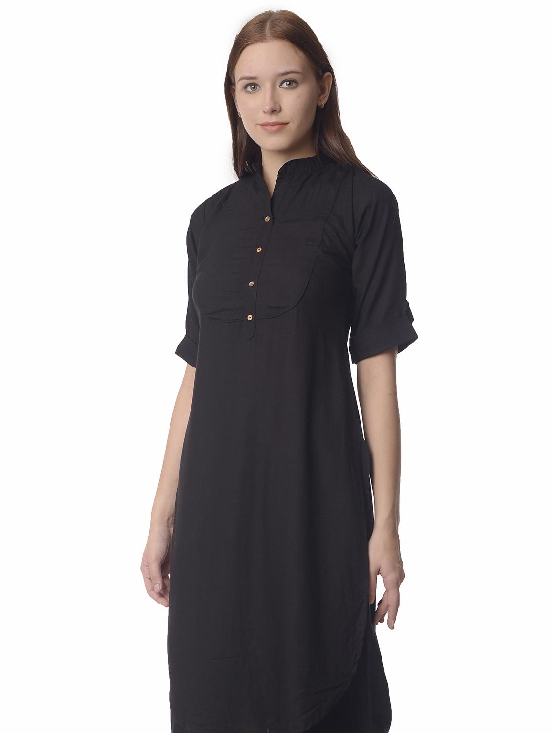women roll up sleeve straight kurta - 21070504 -  Standard Image - 1