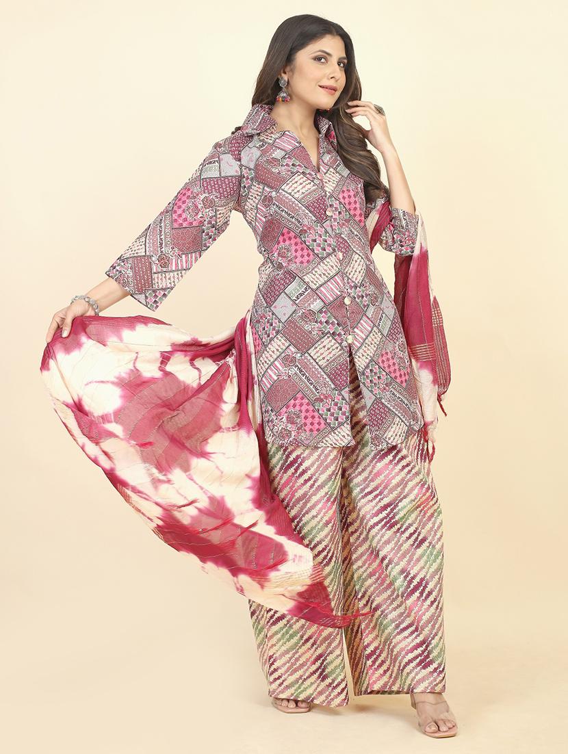 women printed unstitched suit set - 21070584 -  Standard Image - 1