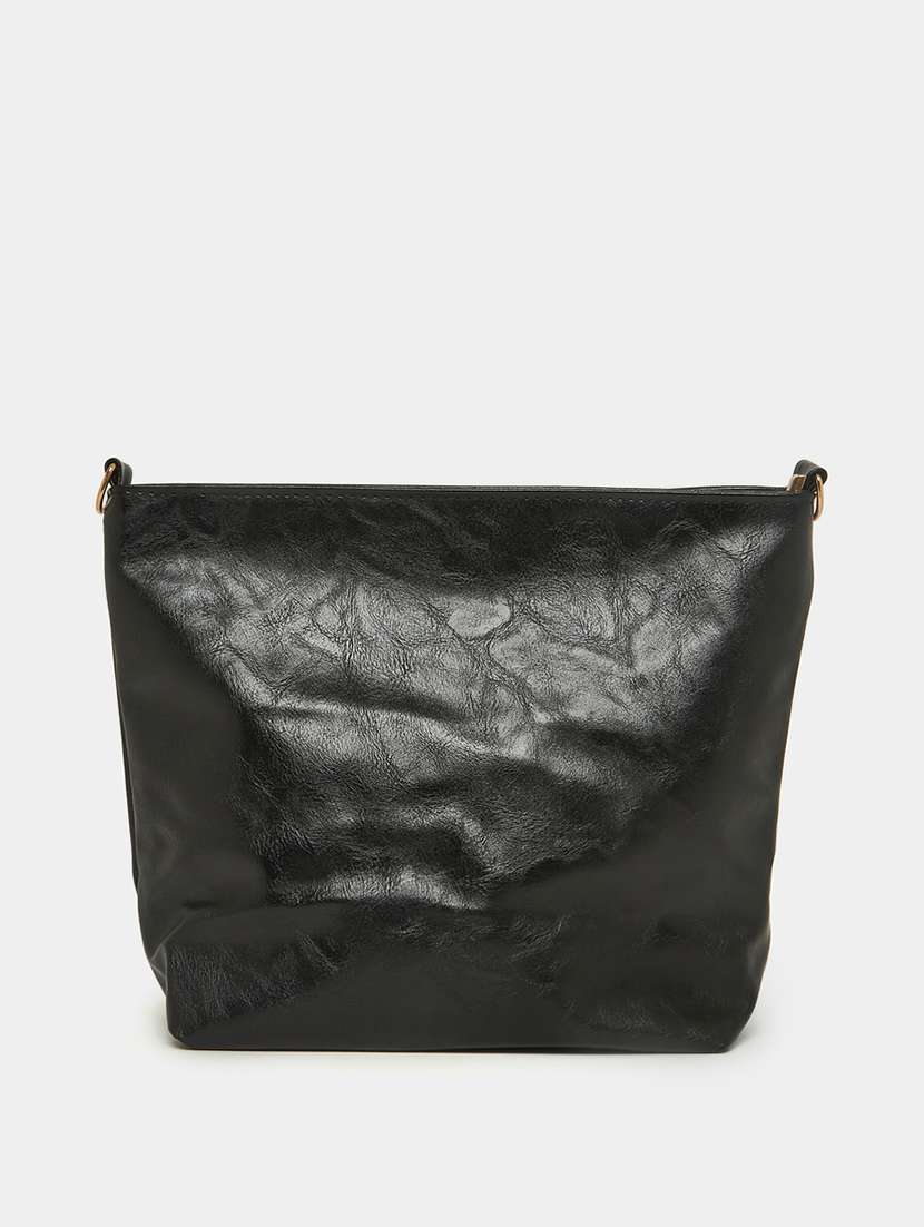 wome black textured letherrette (pu) handbag - 21071581 - Zoom Image - 0