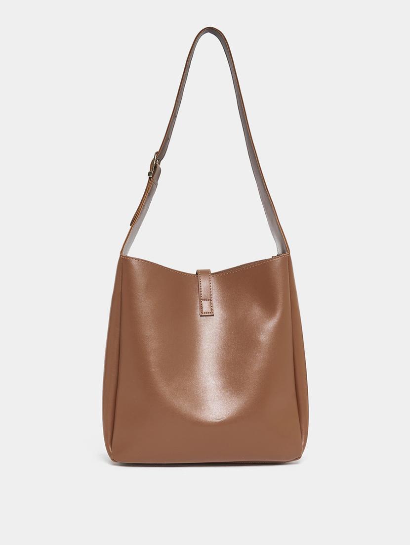 wome brown solids letherrette (pu) handbag - 21071585 -  Standard Image - 1