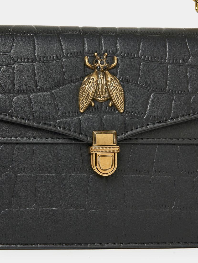 black leatherette (pu) textured sling bag - 21071590 - Standard Image - 6