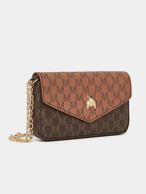brown leatherette (pu) printed sling bag - 21071650 -  Standard Image - 0