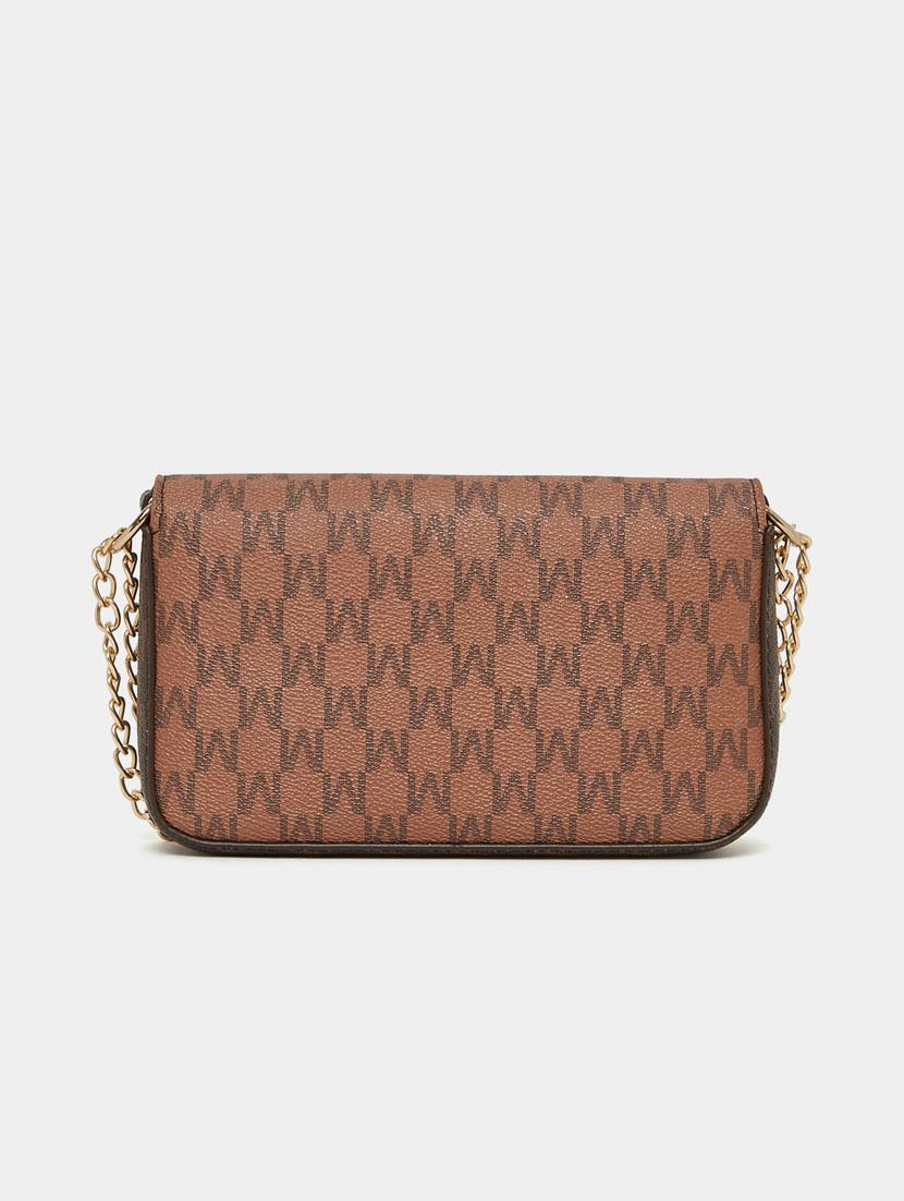 brown leatherette (pu) printed sling bag - 21071650 - Standard Image - 1