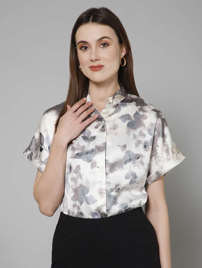 grey printed detailed casual shirt - 21072190 - Zoom Image - 0