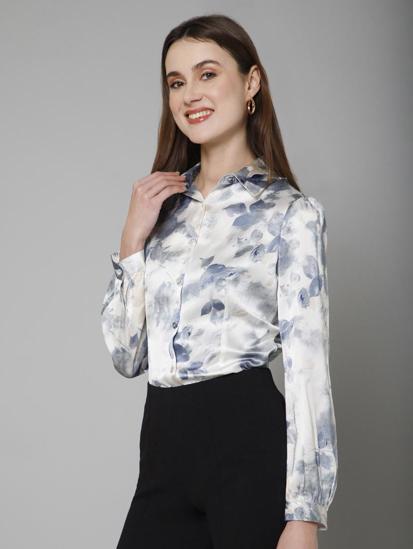 white printed detailed casual shirt - 21072198 - Standard Image - 1