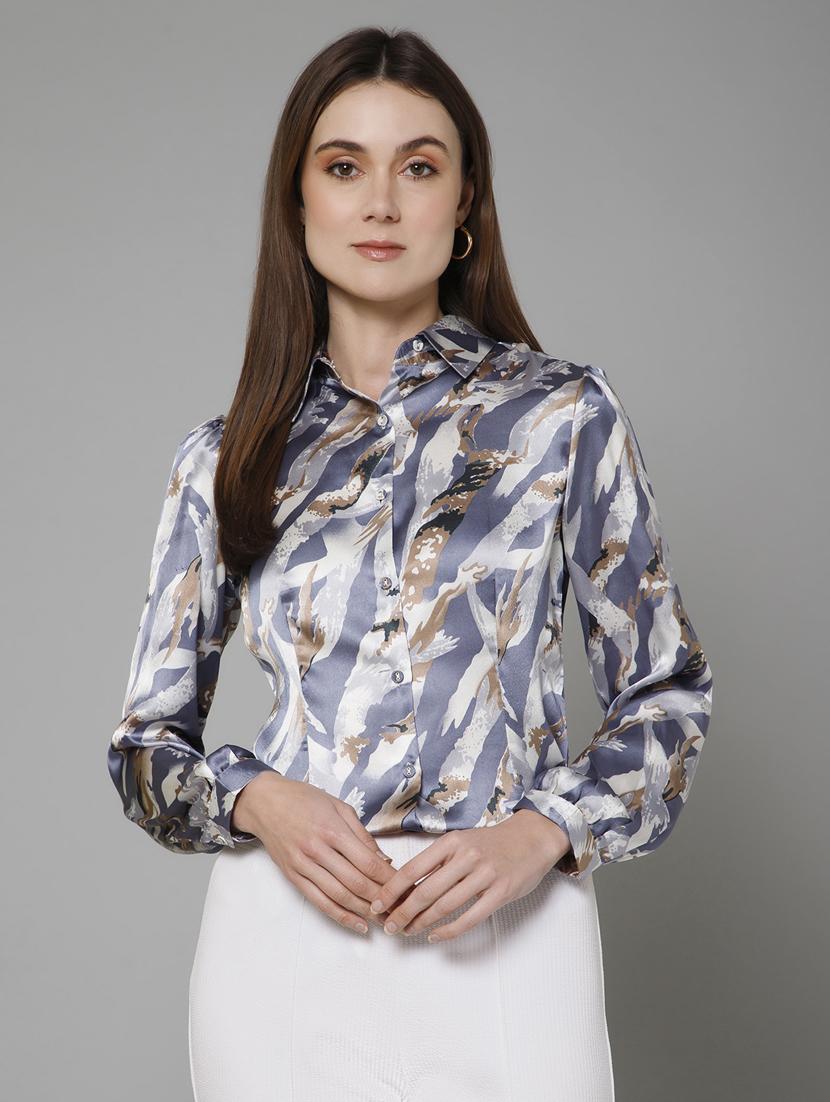 grey printed detailed casual shirt - 21072200 -  Zoom Image - 0