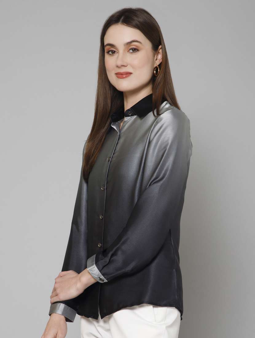 grey ombre detailed casual shirt - 21072206 - Standard Image - 1